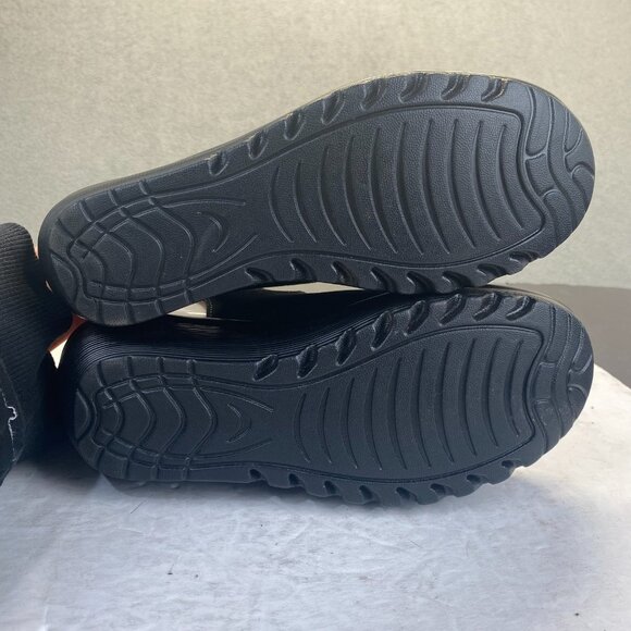 Skechers Black Suede Wedge Sandal Memory Foam Slingback Comfy Platform Women 7.5 - Picture 4 of 12